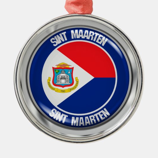 Sint Maarten Round Emblem Metalen Ornament (Voorkant)
