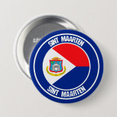 Sint Maarten Round Emblem Ronde Button 7,6 Cm (Voorkant /achterkant)