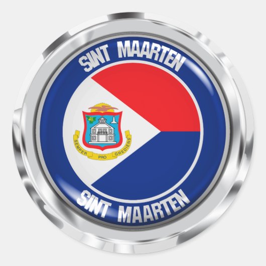 Sint Maarten Round Emblem Ronde Sticker (Voorkant)