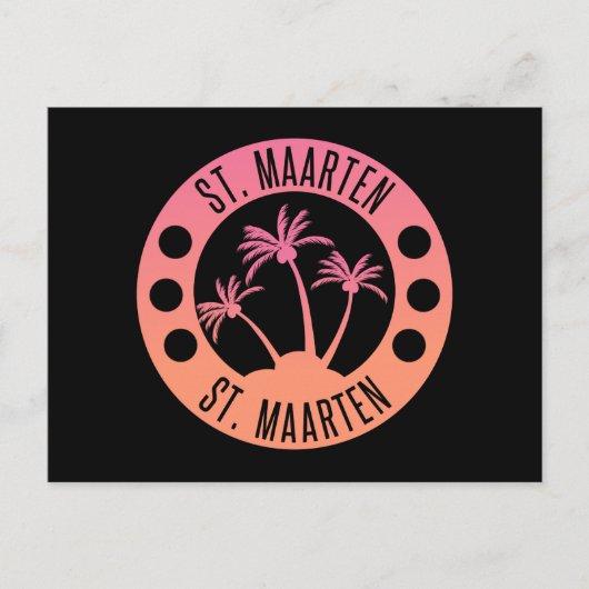 Sint-Maarten Roze en Coral Gradient Sint Martin Briefkaart (Voorkant)