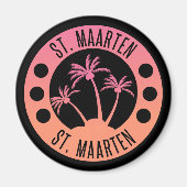 Sint-Maarten Roze en Coral Gradient Sint Martin Magneet (Voorkant)