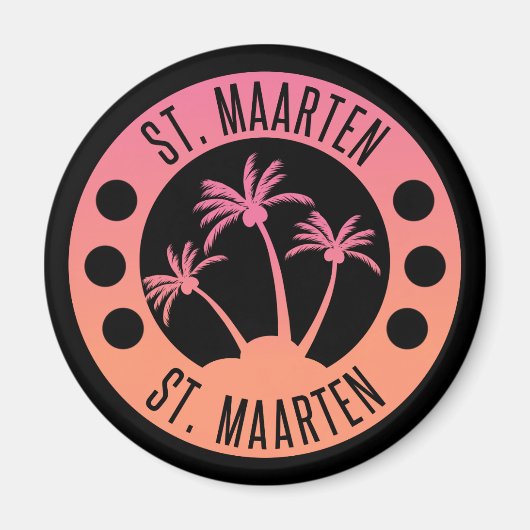 Sint-Maarten Roze en Coral Gradient Sint Martin Magneet (Voorkant)