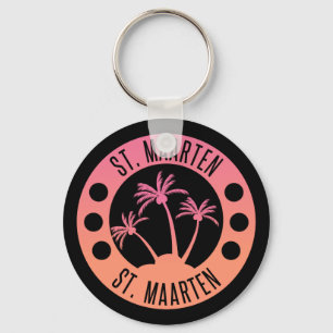 Sint-Maarten Roze en Coral Gradient Sint Martin Sleutelhanger
