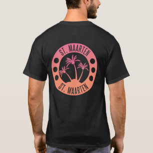 Sint-Maarten Roze en Coral Gradient Sint Martin T-shirt