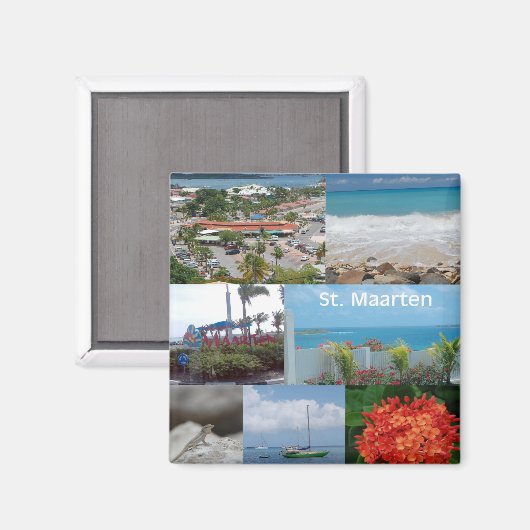 Sint Maarten-Saint Maarten Foto Collage Magneet (Voorkant / Achterkant)
