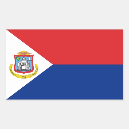 Sint Maarten, Sint Maarten Vlag, Nederlands/Nederl Rechthoekige Sticker (Voorkant)