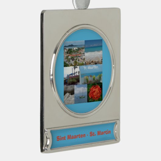 Sint Maarten - Sint-Martin-Ornament Verzilverd Banner Ornament (Rechts)