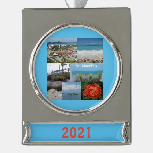 Sint Maarten - Sint-Martin-Ornament Verzilverd Banner Ornament (Voorkant)