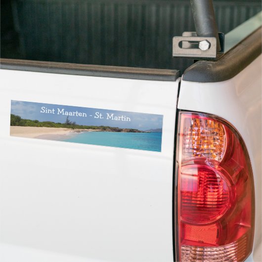 Sint Maarten - St. Martin Beach Scene Bumpersticker (Op Truck)