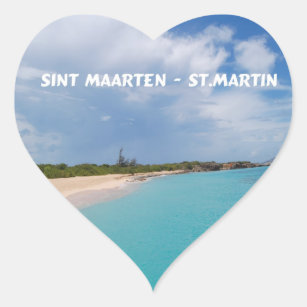 Sint Maarten - St. Martin Beach Scene Hart Sticker