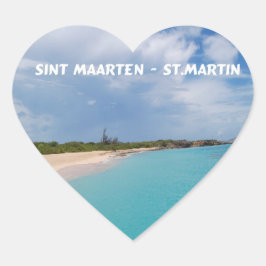 Sint Maarten - St. Martin Beach Scene Hart Sticker