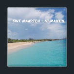 Sint Maarten - St. Martin Beach Scene Magneet<br><div class="desc">Verbluffende strandscène genomen tijdens een fantastische soloreis naar Sint Maarten - St. Martin gedurende vijf hele dagen. Blauwe blauwe hemel, aqua blauwe groene oceaan en ongerepte zandstranden</div>