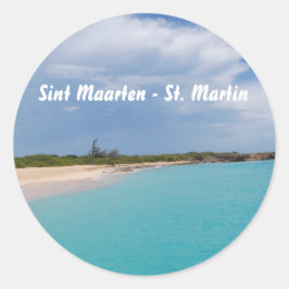 Sint Maarten - St. Martin Beach Scene Ronde Sticker