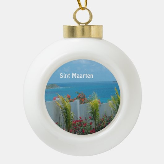 Sint Maarten - St. Martin Ocean Blue Seascape Cer Keramische Bal Ornament (Voorkant)