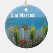Sint Maarten - St. Martin Ocean Blue Seascape Keramisch Ornament (Achterkant)