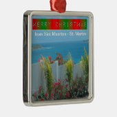 Sint Maarten - St. Martin Ocean Blue Seascape Metalen Ornament (Rechts)