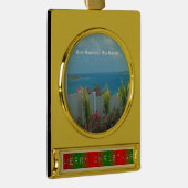 Sint Maarten - St. Martin Ocean Blue Seascape Verguld Banner Ornament (Rechts)