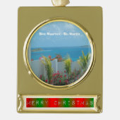 Sint Maarten - St. Martin Ocean Blue Seascape Verguld Banner Ornament (Voorkant)