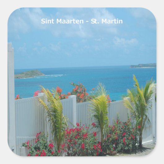 Sint Maarten - St. Martin Ocean Blue Seascape Vierkante Sticker (Voorkant)