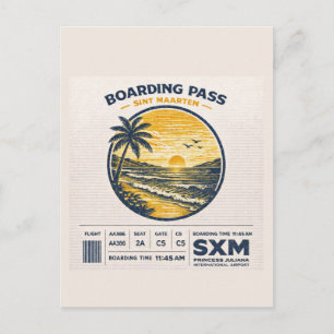 Sint Maarten SXM Oude Reis Badge Briefkaart