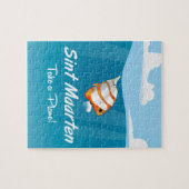 Sint Maarten vakantie reisposter cartoon. Legpuzzel (Horizontaal)