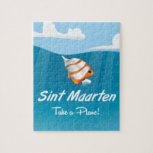 Sint Maarten vakantie reisposter cartoon. Legpuzzel (Verticaal)