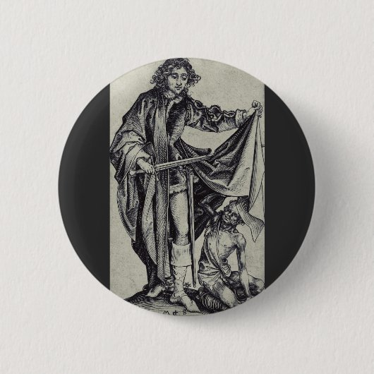 Sint-Maarten van Tours Graveerkunst Ronde Button 5,7 Cm (Voorkant)