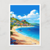 Sint Maarten vintage reisillustratie Briefkaart (Voorkant)