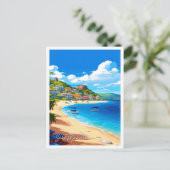 Sint Maarten vintage reisillustratie Briefkaart (Staand voorkant)