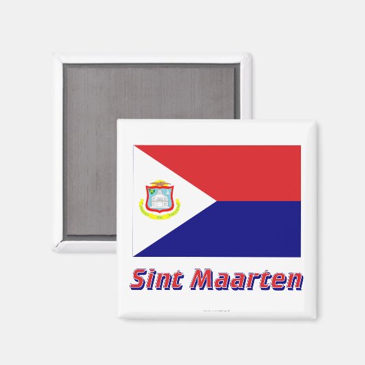 Sint Maarten Vlag met Naam Magneet (Voorkant / Achterkant)