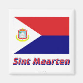 Sint Maarten Vlag met Naam Magneet (Voorkant)