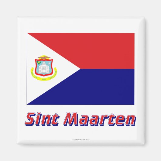 Sint Maarten Vlag met Naam Magneet (Voorkant)
