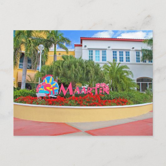 Sint Maarten, Welkomstbord, fotografie, Nederlands Briefkaart (Voorkant)