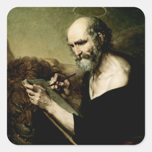 Sint Marcus de Evangelist Premium Venetiaanse Maje Vierkante Sticker (Voorkant)