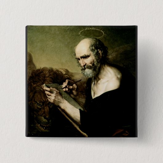 Sint Marcus de Evangelist Vierkante Button 5,1 Cm (Voorkant)