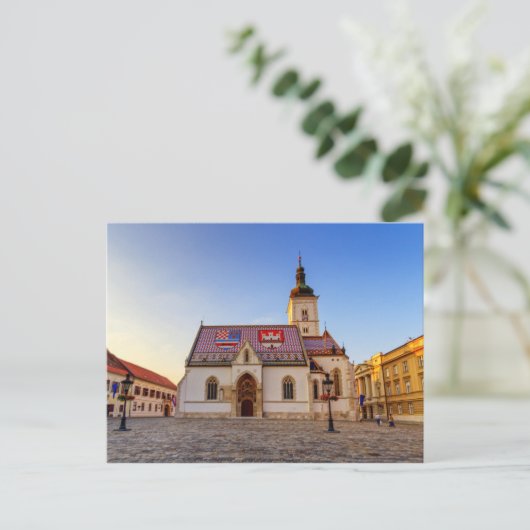 Sint-Mark-kerk en plein tegen zonsondergang in Zag Briefkaart (Staand voorkant)