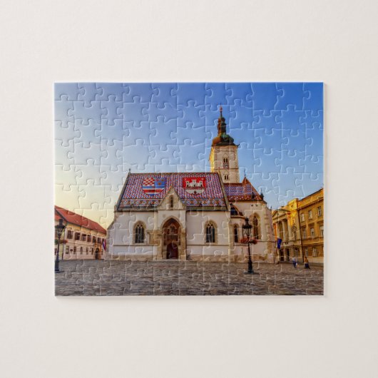 Sint-Mark-kerk en plein tegen zonsondergang in Zag Legpuzzel (Horizontaal)