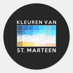 Sint Marteen Dutch Islands Kleurenpalet T Shirt Ronde Sticker