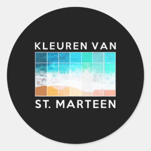 Sint Marteen Nederlandse eilanden Strandkleuren T Ronde Sticker