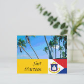 Sint Marteen Sint-Martin-vlag en palmbomen Briefkaart (Staand voorkant)