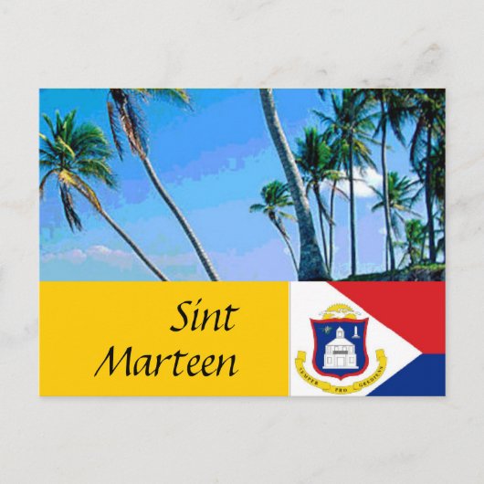 Sint Marteen Sint-Martin-vlag en palmbomen Briefkaart (Voorkant)
