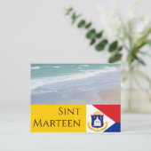 Sint Marteen St Martin vlag en stranden Briefkaart (Staand voorkant)