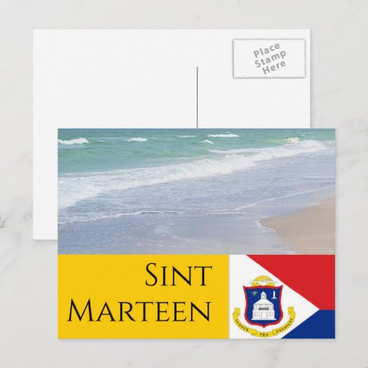 Sint Marteen St Martin vlag en stranden Briefkaart (Voorkant / Achterkant)
