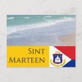 Sint Marteen St Martin vlag en stranden Briefkaart (Voorkant)
