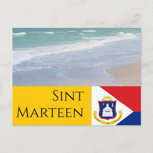Sint Marteen St Martin vlag en stranden Briefkaart (Voorkant)
