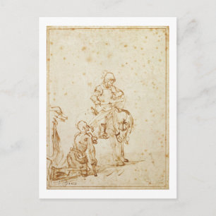 Sint-Martin en Beggar (pen en inkt op papier) Briefkaart