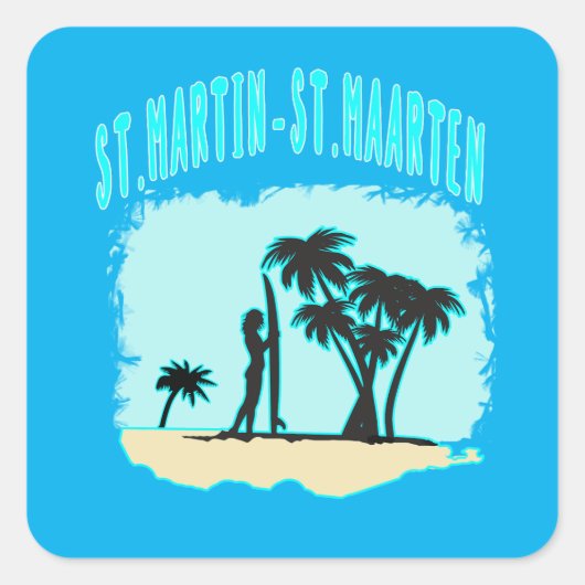Sint-Martin San-Maarten Square Stickers (Voorkant)