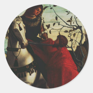 Sint Martinus van Tours deelt de mantel Kunstwerk Ronde Sticker