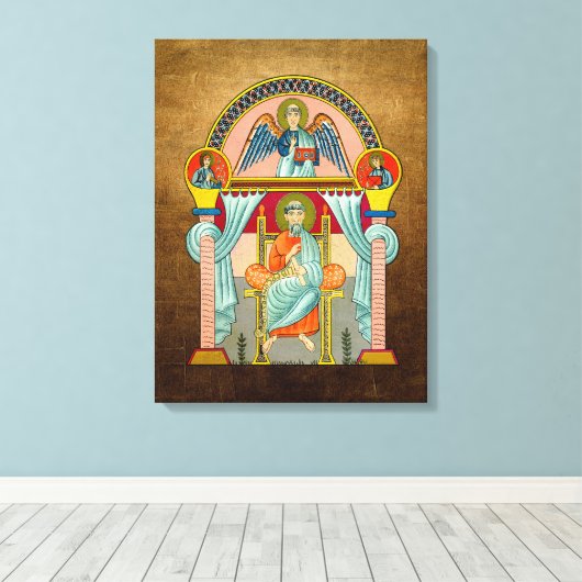 Sint Matteüs 6e eeuw religieus icoon Canvas Afdruk (Insitu (Houten vloer))