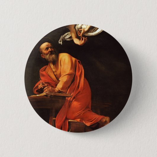 Sint-Matthew, Caravaggio Ronde Button 5,7 Cm (Voorkant)